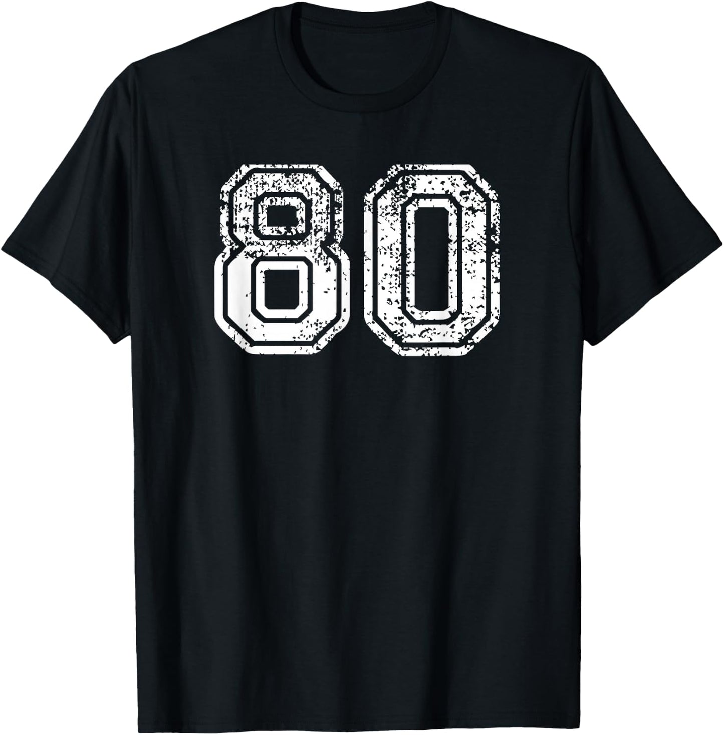 Number 80 Shirt Baseball Football Soccer Birthday Gift T-Shirt - T-Shirt | Black