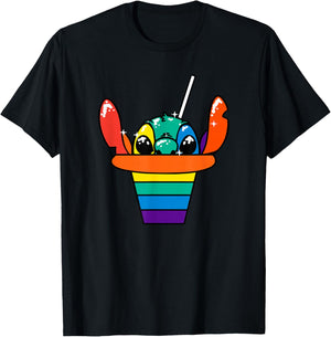 Disney Lilo & Stitch Rainbow Hawaiian Shaved Ice T-Shirt - T-Shirt | Black