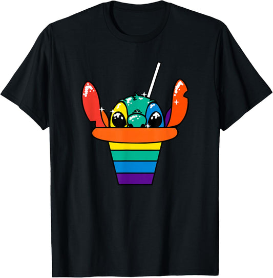Disney Lilo & Stitch Rainbow Hawaiian Shaved Ice T-Shirt - T-Shirt | Black