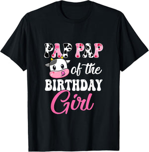 Pap Pap Of The Birthday Girl Farm Cow 1St Birthday Girl T-Shirt - T-Shirt | Black