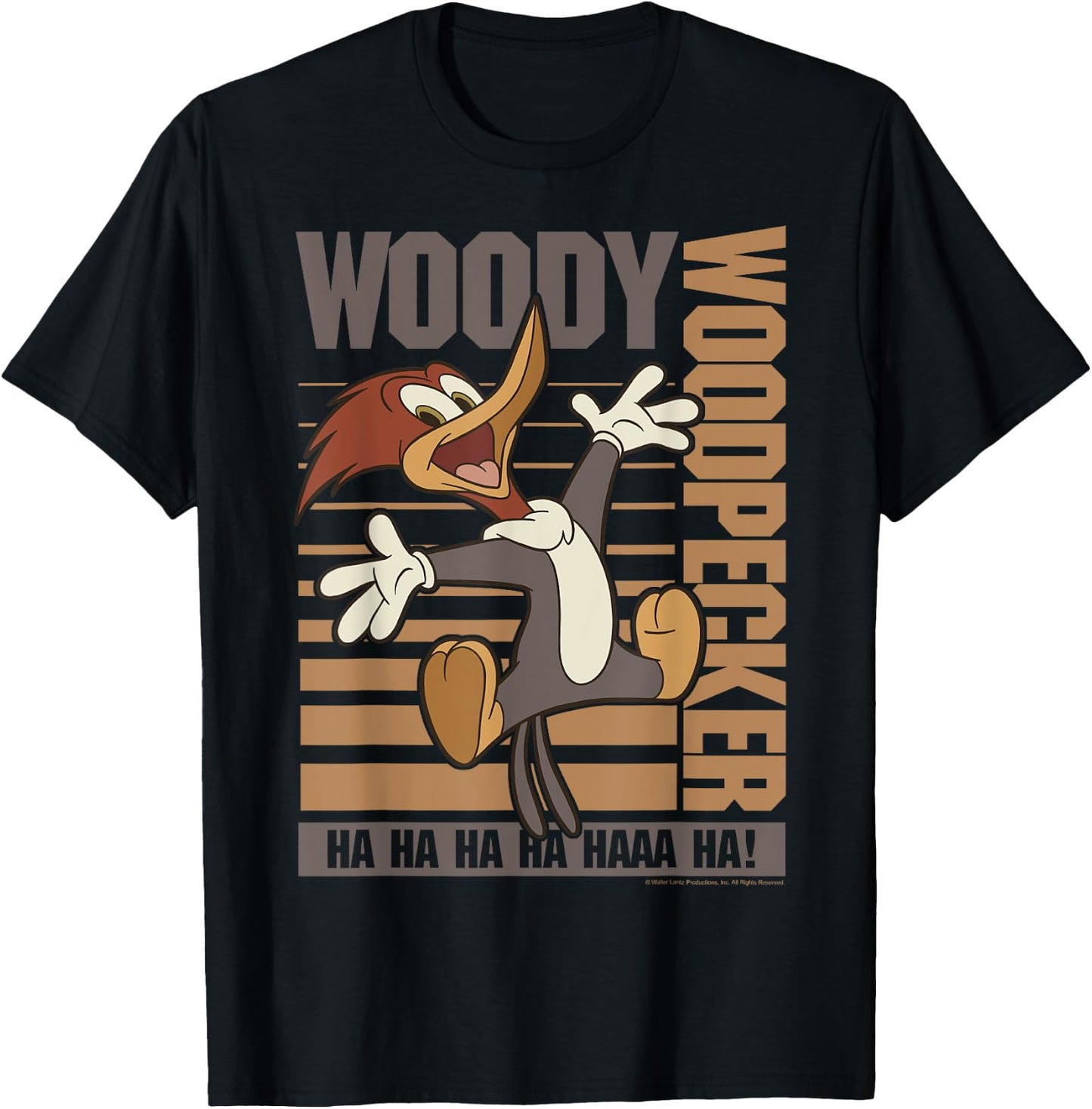 Woody Woodpecker Ha Ha Ha Jumping Poster T-Shirt - T-Shirt | Black