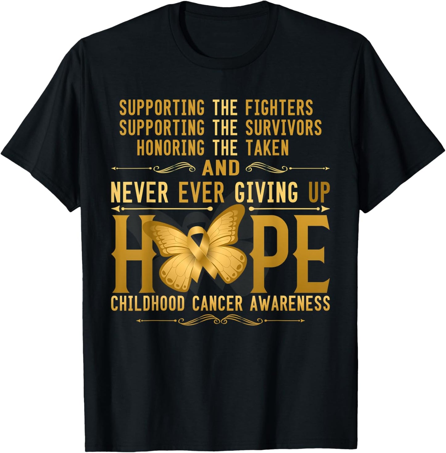 Never giving up Hope childhood cancer awareness T-Shirt - T-Shirt | Black