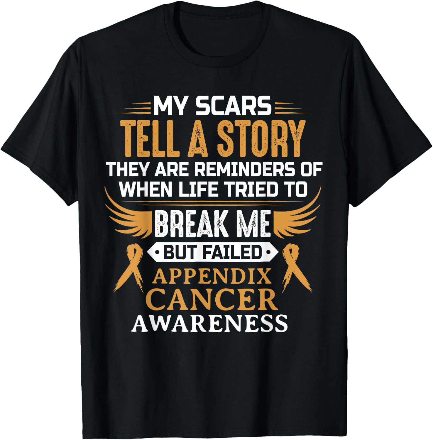 Appendix Cancer Awareness Survivor Ribbon Men Women T-Shirt - T-Shirt | Black