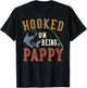 Hooked On Being Pappy Father's Day Fishing Pappy T-Shirt - T-Shirt | Black