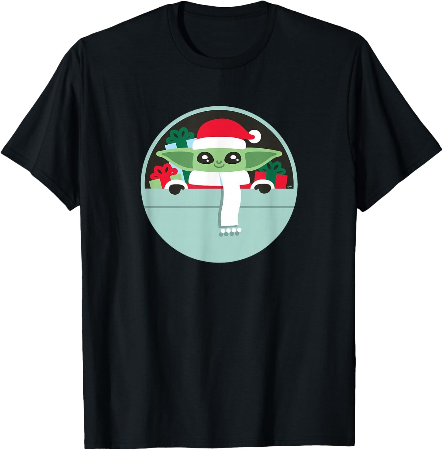 Star Wars The Mandalorian Grogu Loaded with Presents Holiday T-Shirt - T-Shirt | Black