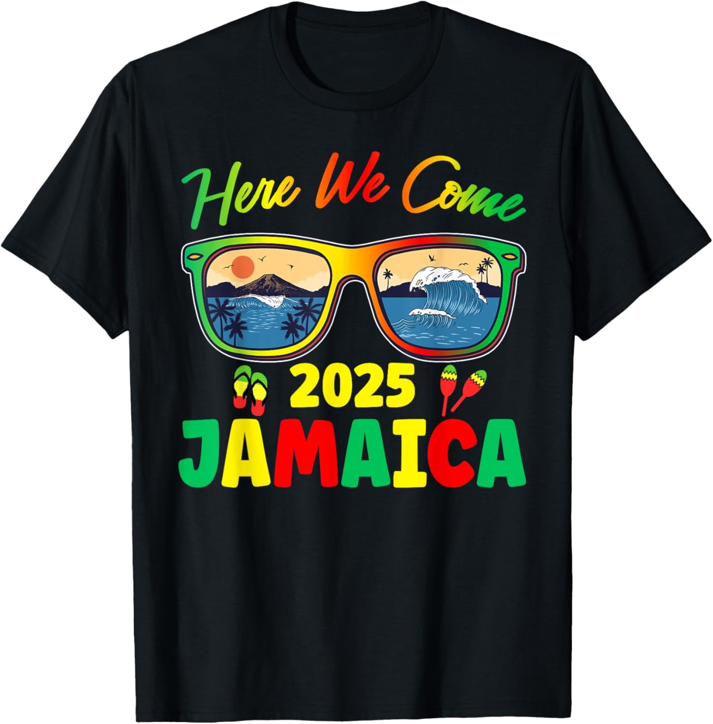 Jamaica 2025 Here We Come Matching Family Dream Vacation T-Shirt - T-Shirt | Black