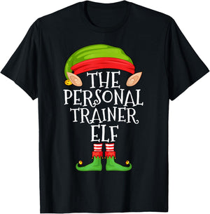 Xmas Personal Trainer Elf Matching Shirt, Christmas Family T-Shirt - T-Shirt | Black
