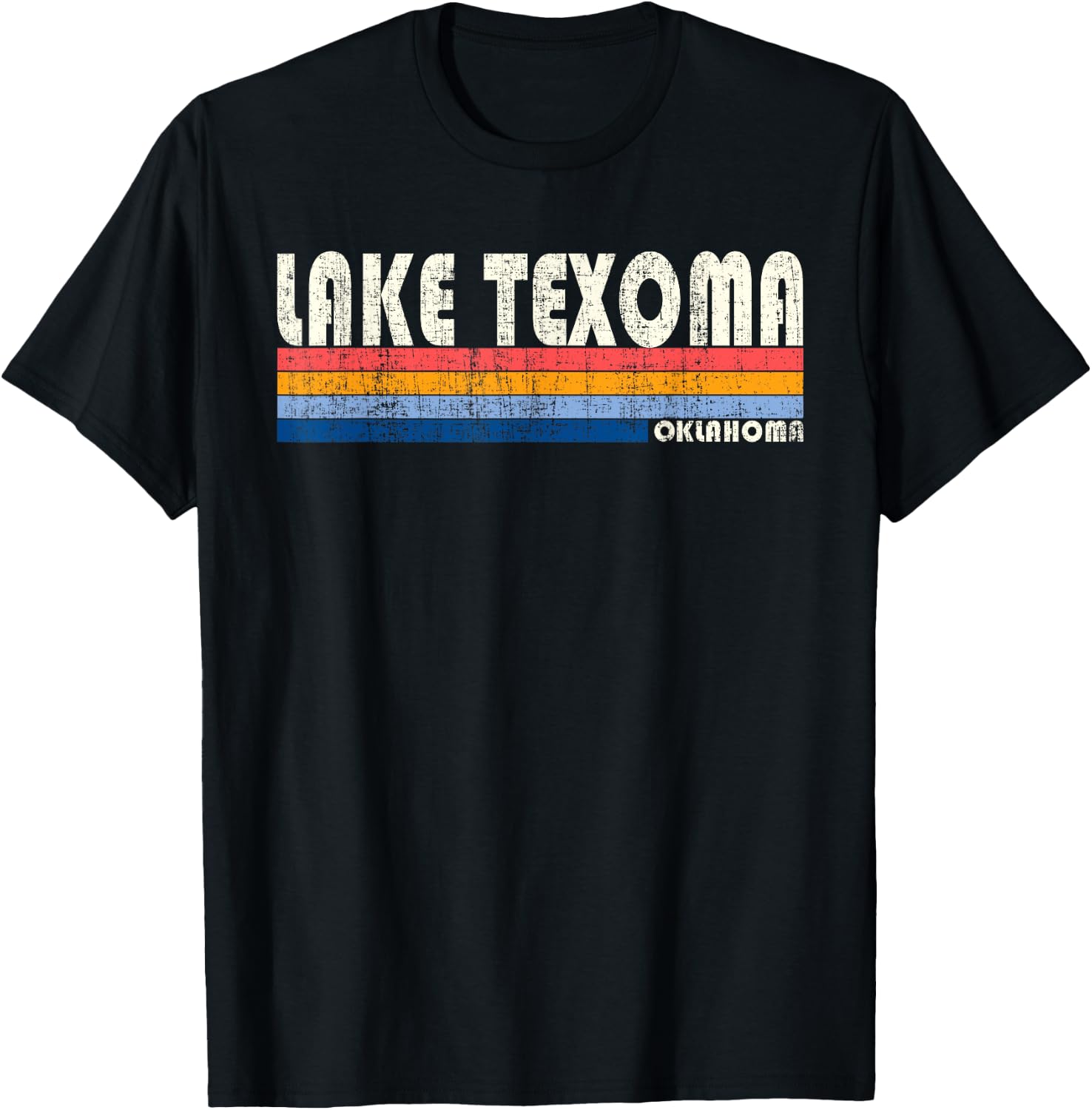 Vintage 70s 80s Style Lake Texoma OK T-Shirt - T-Shirt | Black