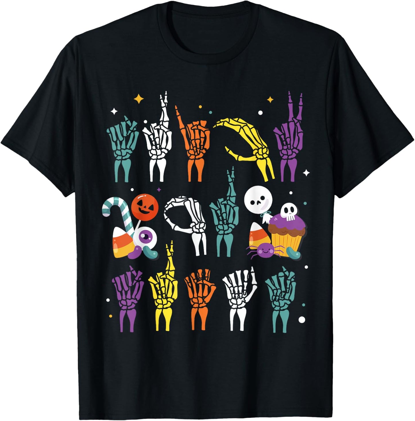 Trick or Treat ASL Hands American Sign Language Halloween T-Shirt - T-Shirt | Black