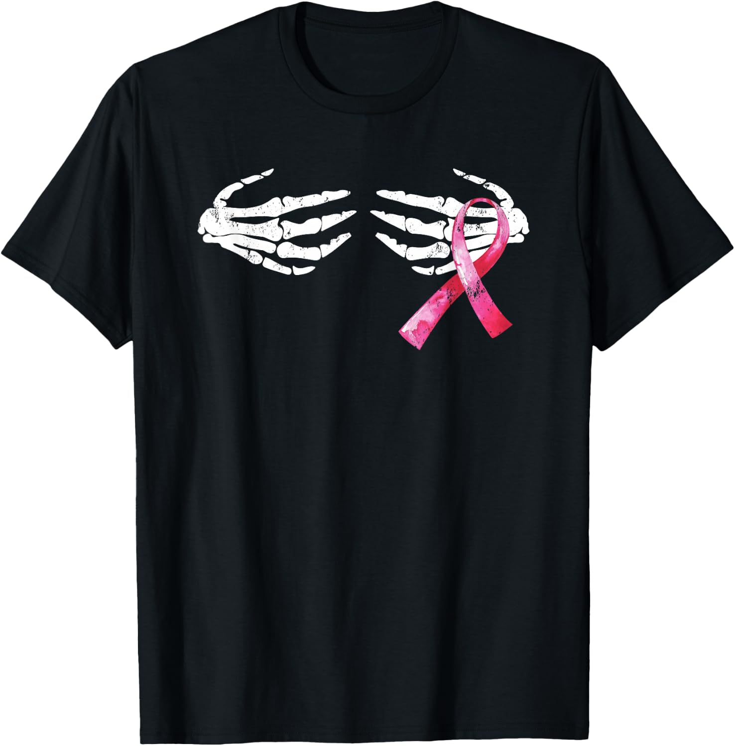 Breast Cancer Awareness Skull Boobs Hand T-Shirt - T-Shirt | Black