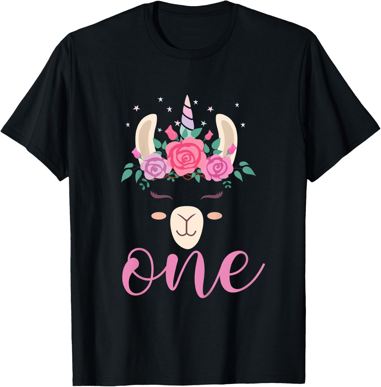 Kids 1 year Old Llamacorn Birthday Party Llama Unicorn 1st Gift T-Shirt - T-Shirt | Black