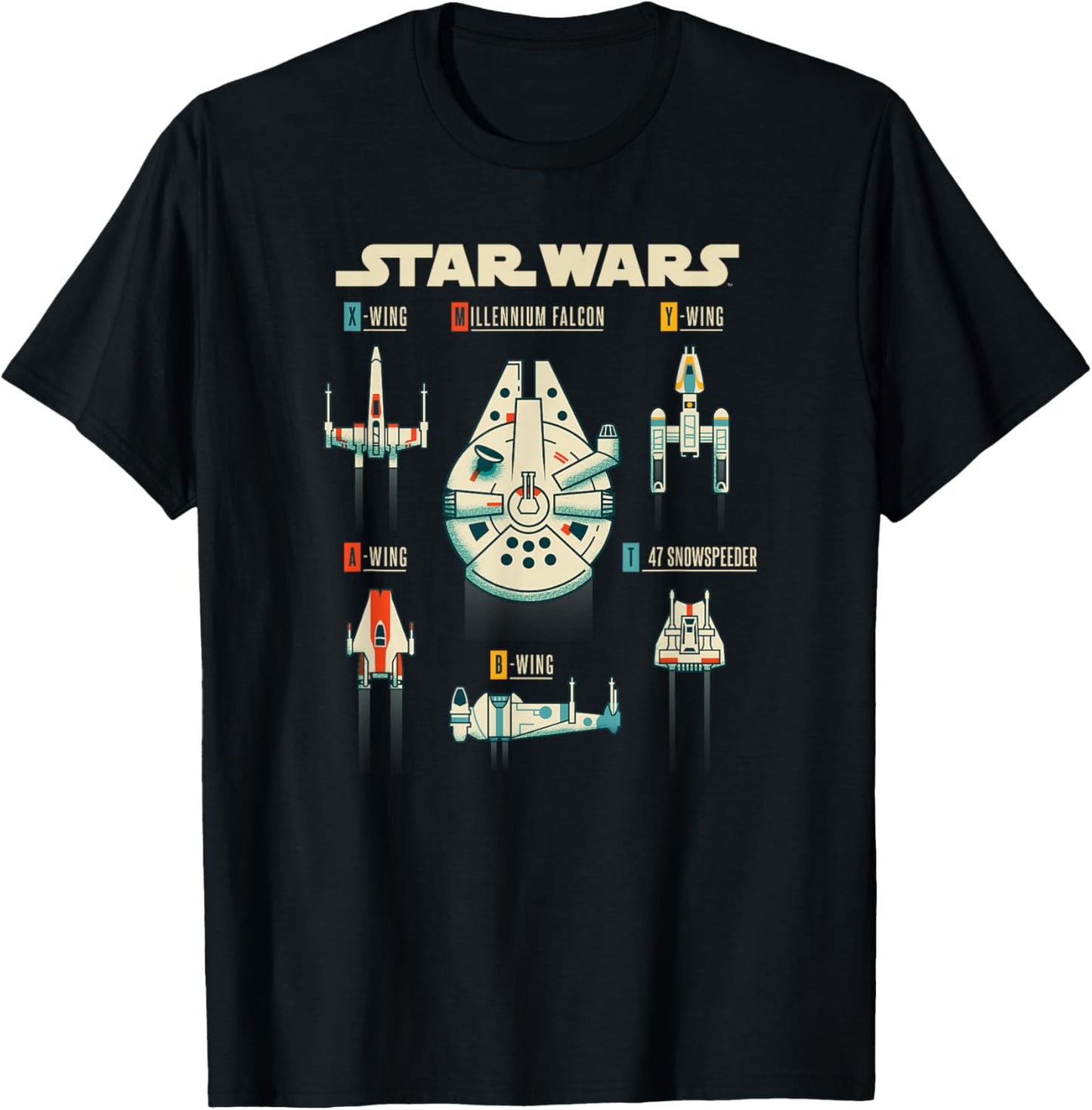 Star Wars Classic Rebel Alliance Spacecraft Fleet Group Shot T-Shirt - T-Shirt | Black