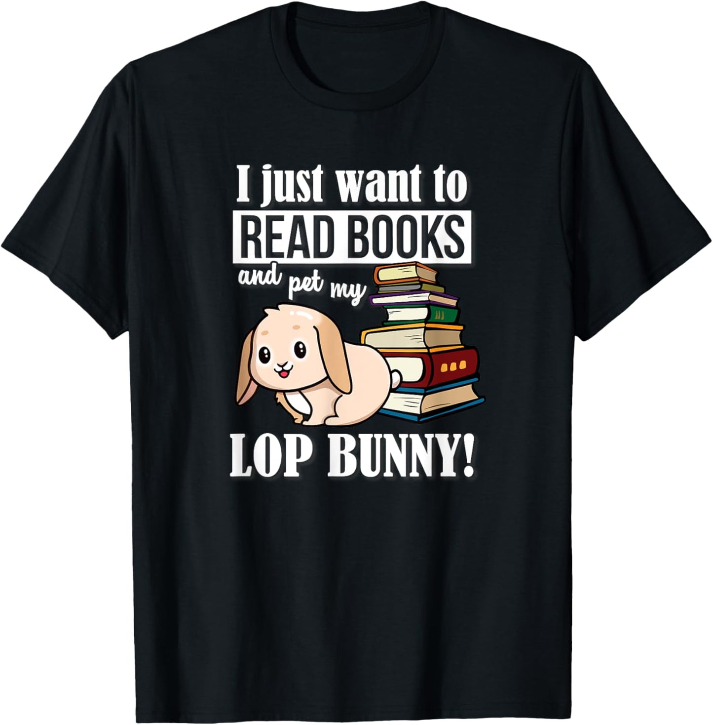 Read Books Mini Holland Lop Bunny Rabbit Lover T-Shirt - T-Shirt | Black