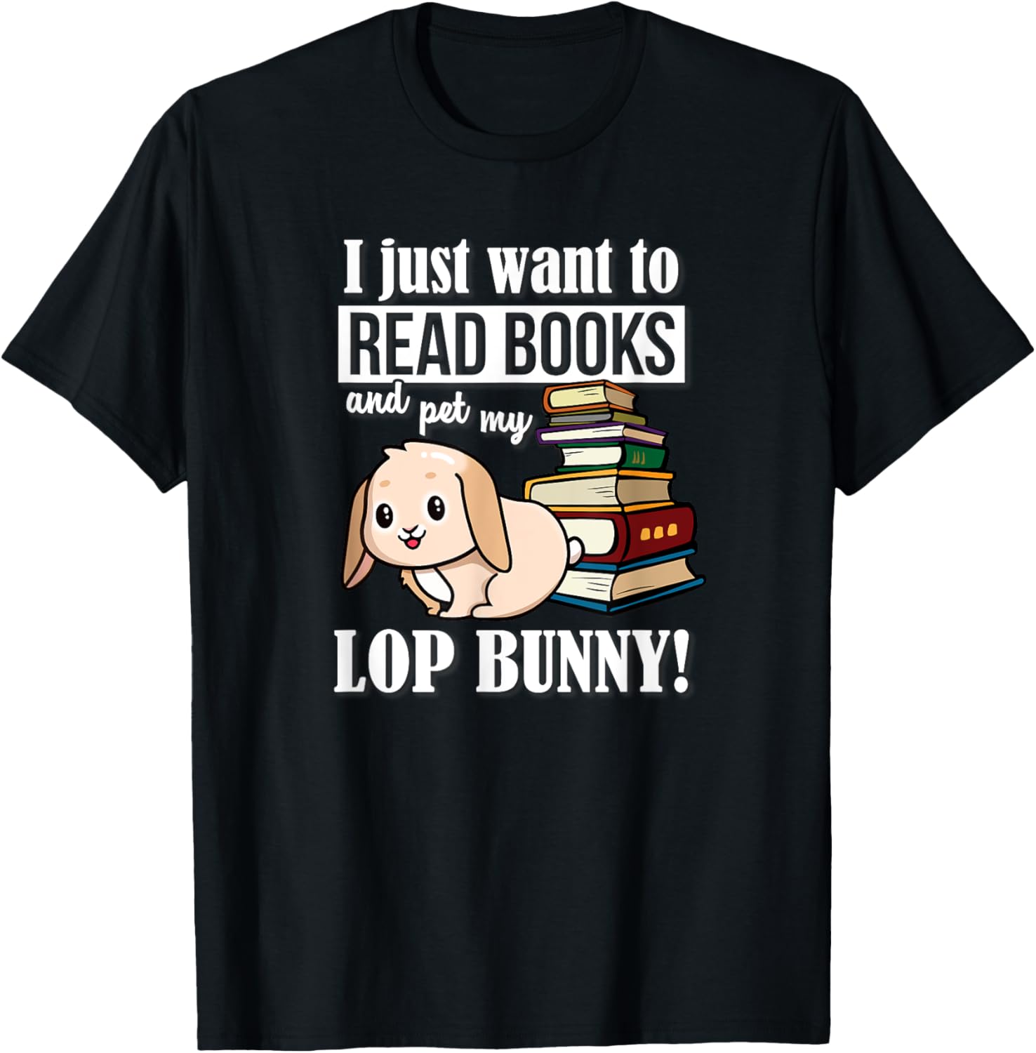 Read Books Mini Holland Lop Bunny Rabbit Lover T-Shirt - T-Shirt | Black