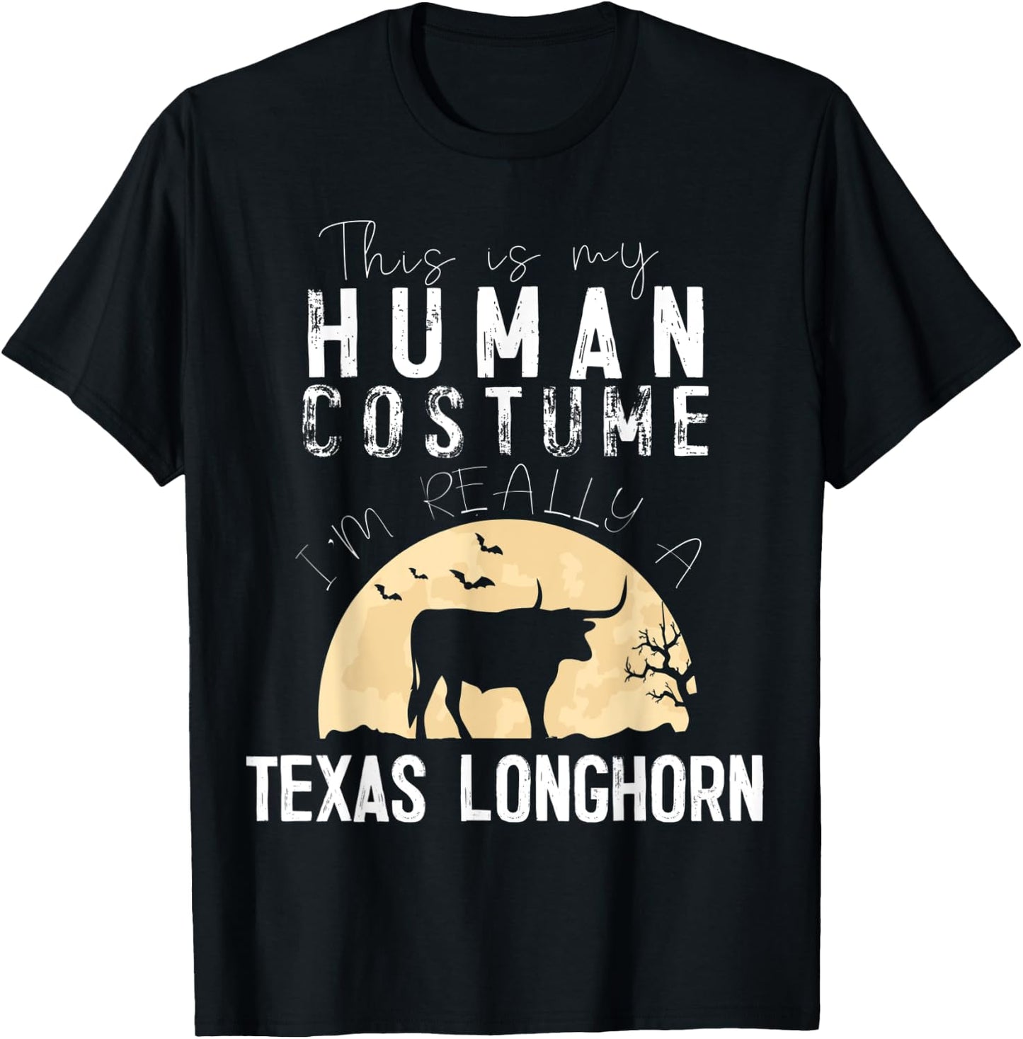 Halloween Human Costume Texas Longhorn Creepy Horror T-Shirt - T-Shirt | Black