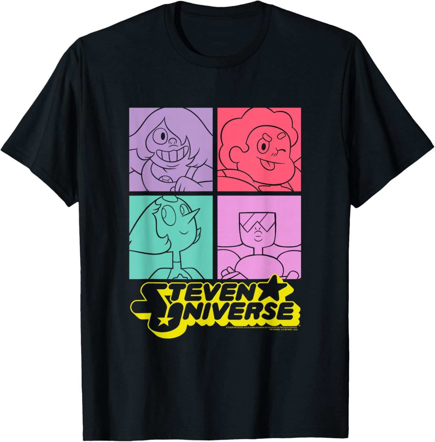 Steven Universe Four Block Gem Photos T-Shirt - T-Shirt | Black