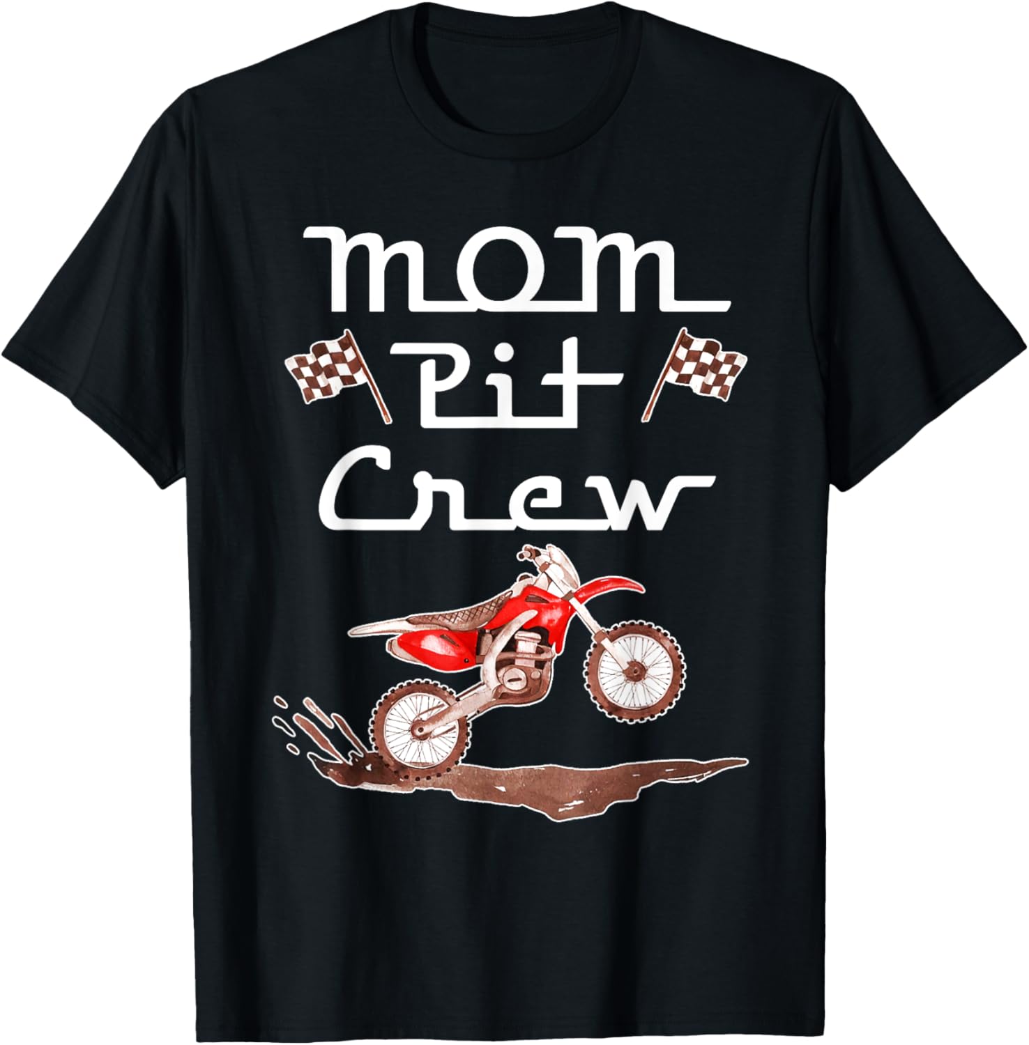 Dirt Bike Birthday Party Racing Family Mom Pit Crew T-Shirt - T-Shirt | Black