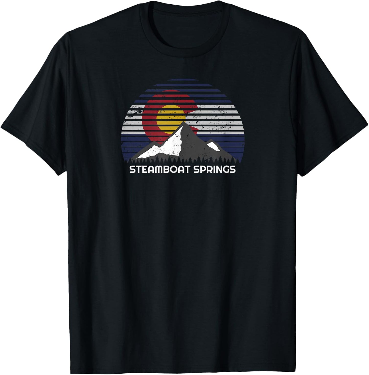 Steamboat Springs, Colorado x CO Flag Mtn Top T-Shirt - T-Shirt | Black