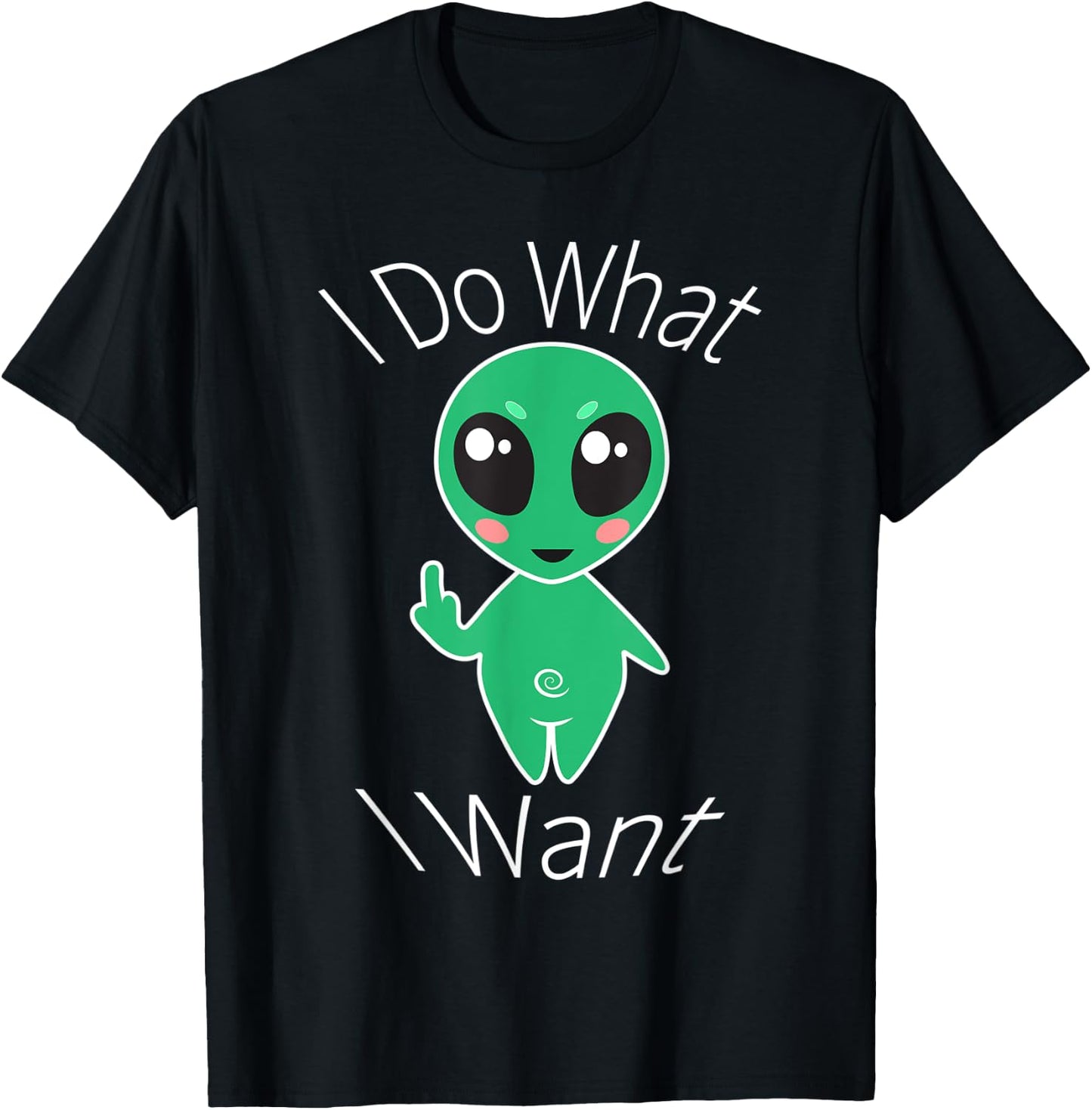 This Alien does what it wants cute alien flipping bird T-Shirt - T-Shirt | Black