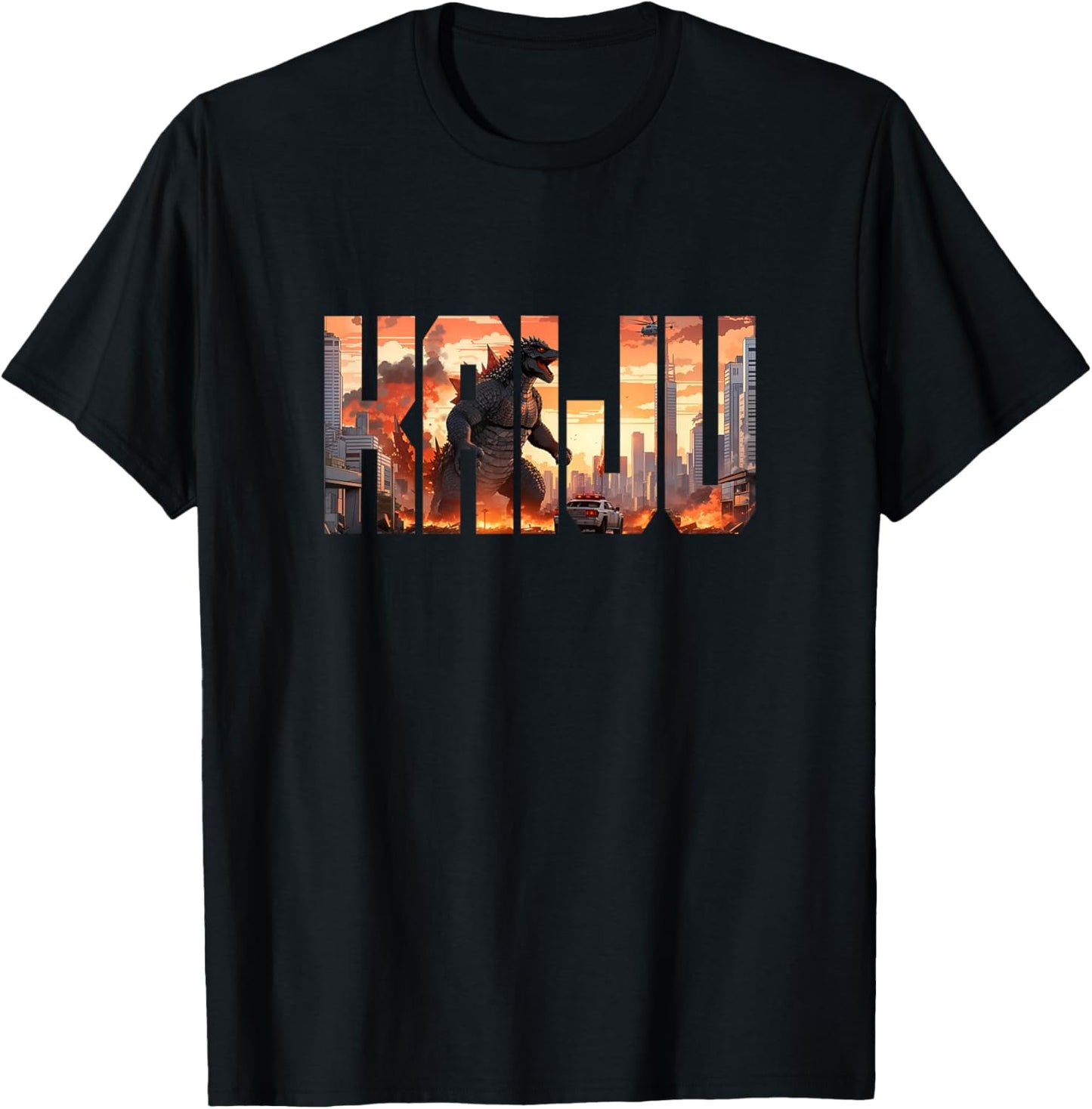 Japanese Kaiju Monster Attacking Tokyo Japan T-Shirt - T-Shirt | Black