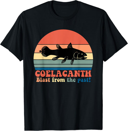 Vintage Retro Coelacanth Silhouette Sunset Design T-Shirt - T-Shirt | Black