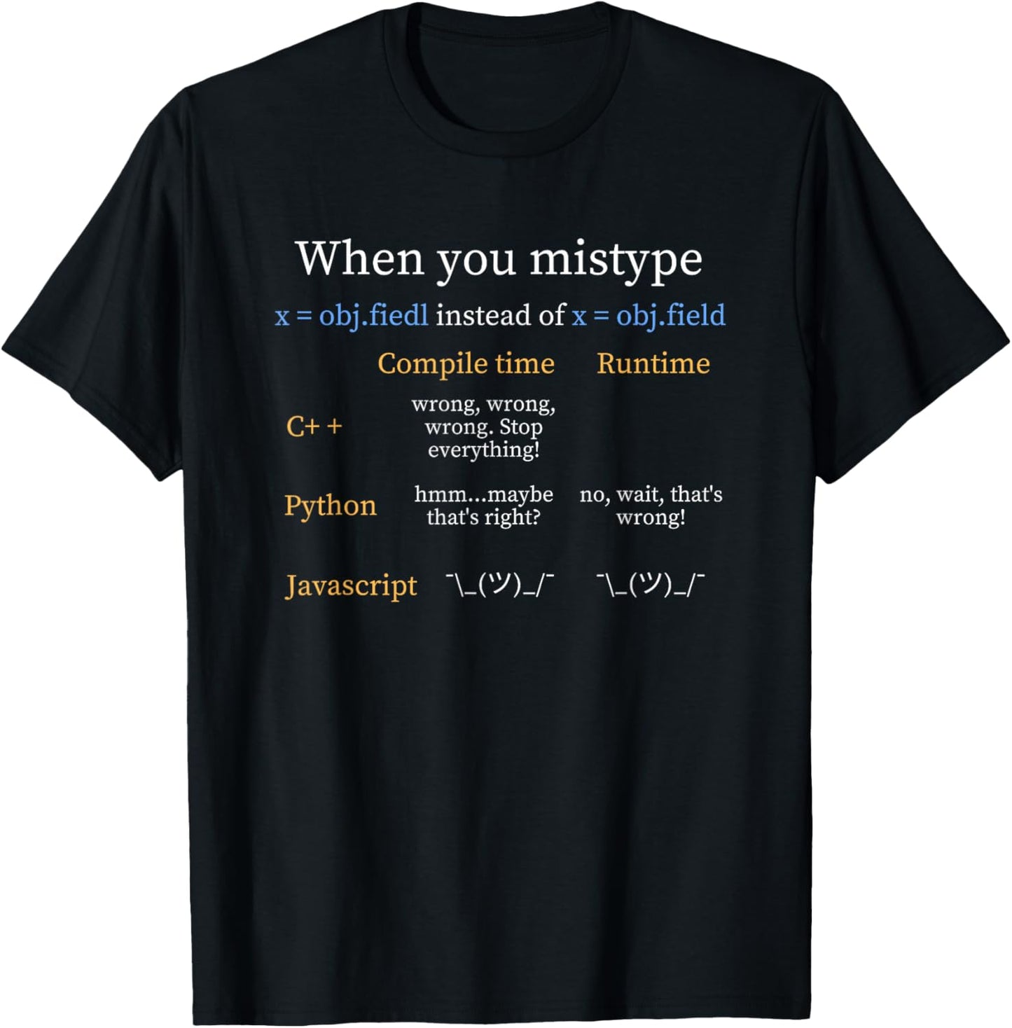 Funny Python Code Joke Computer Science IT Programmer Gift T-Shirt - T-Shirt | Black