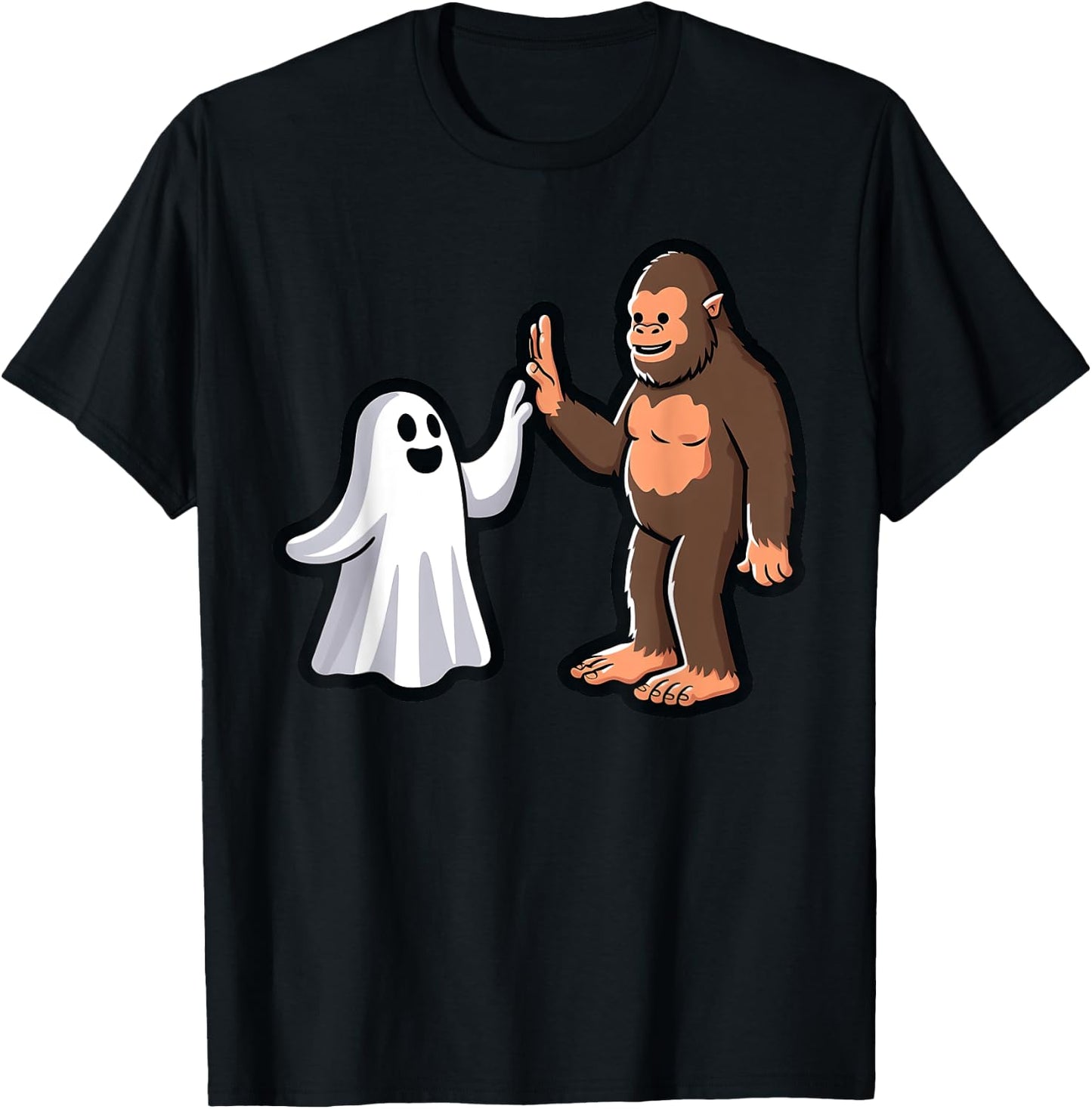 Bigfoot and Ghost High-Five Halloween Toddler Boys Costume T-Shirt - T-Shirt | Black
