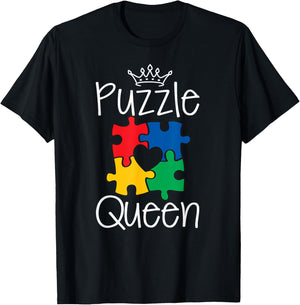 Funny Puzzle Queen Jigsaw Puzzle Lovers Dissectologist T-Shirt - T-Shirt | Black