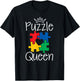 Funny Puzzle Queen Jigsaw Puzzle Lovers Dissectologist T-Shirt - T-Shirt | Black