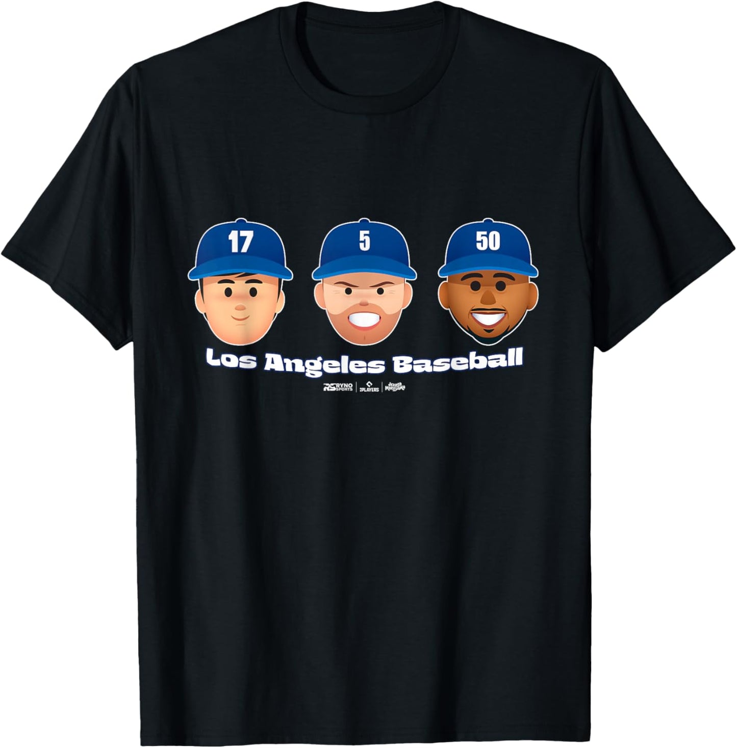 Los Angeles Baseball Players Head Trio MLBPA T-Shirt - T-Shirt | Black