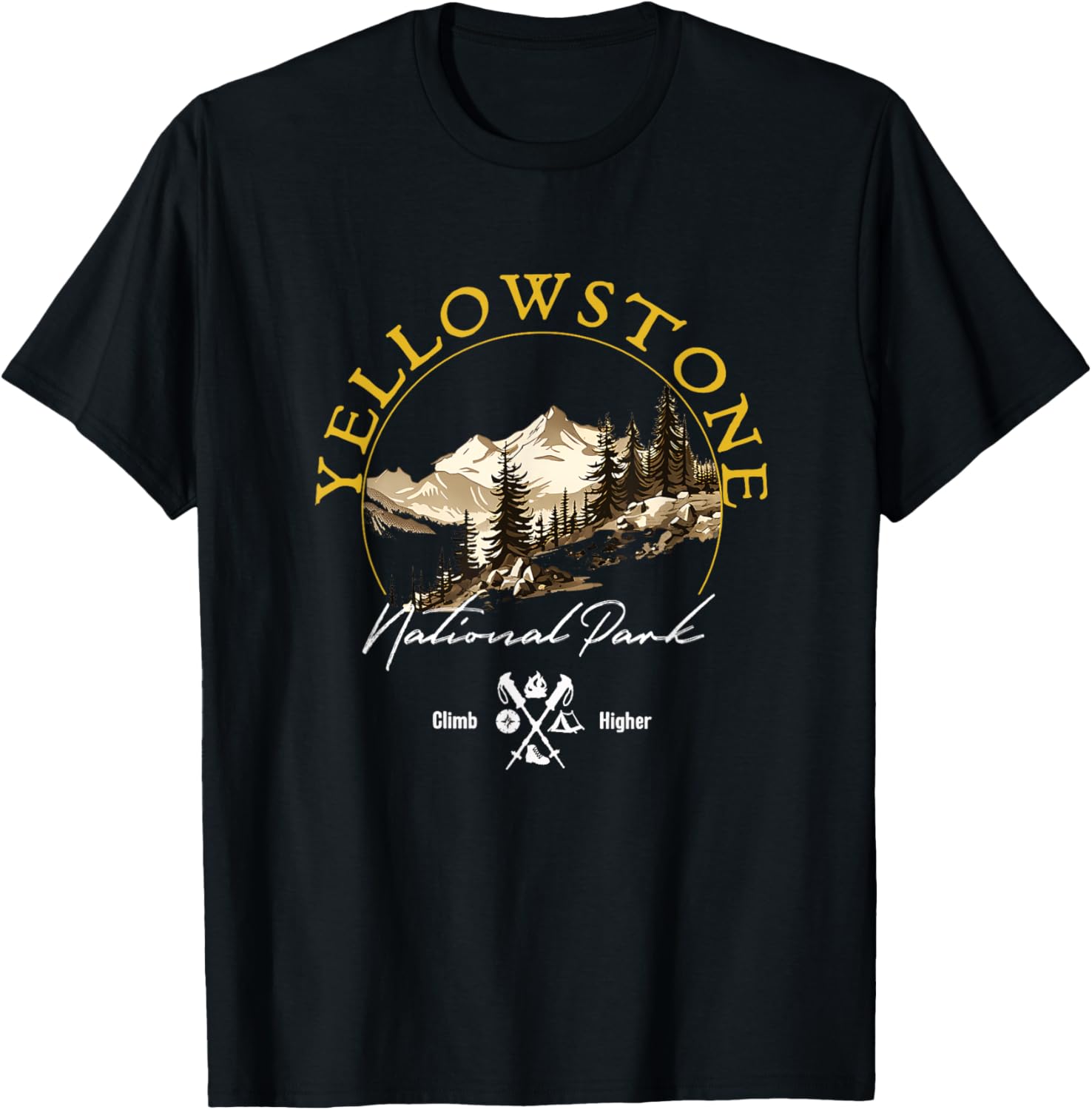 Yellowstone National Park Retro Vintage Apparel - Souvenir T-Shirt - T-Shirt | Black