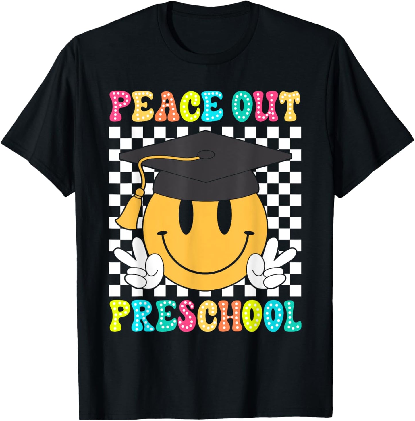 Peace Out Preschool Graduation Class Of 2024 Kid Boy Girl T-Shirt - T-Shirt | Black