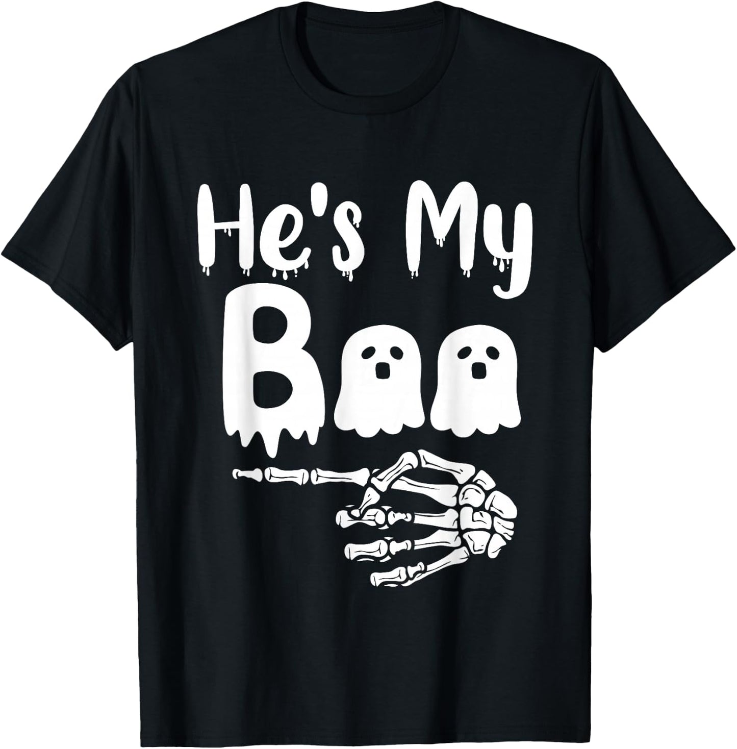 She's My Boo Matching Halloween Pajama Couples He's My Boo T-Shirt - T-Shirt | Black