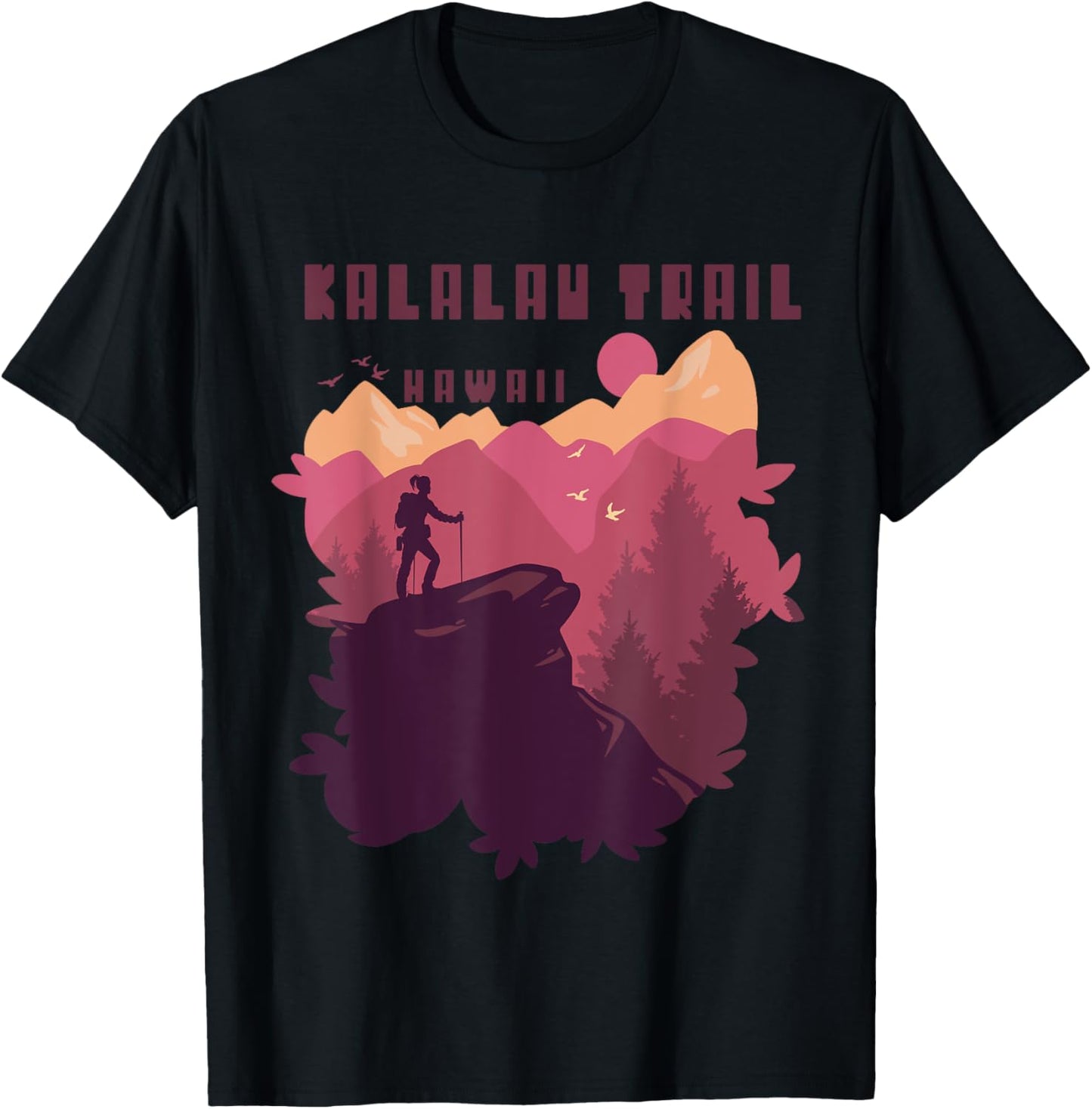 Hawaii Mountain Camping Kalalau Trail Nature Hiking T-Shirt - T-Shirt | Black