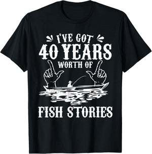 40th Birthday Fisherman T Shirt Funny Bass Fishing Gift T-Shirt - T-Shirt | Black