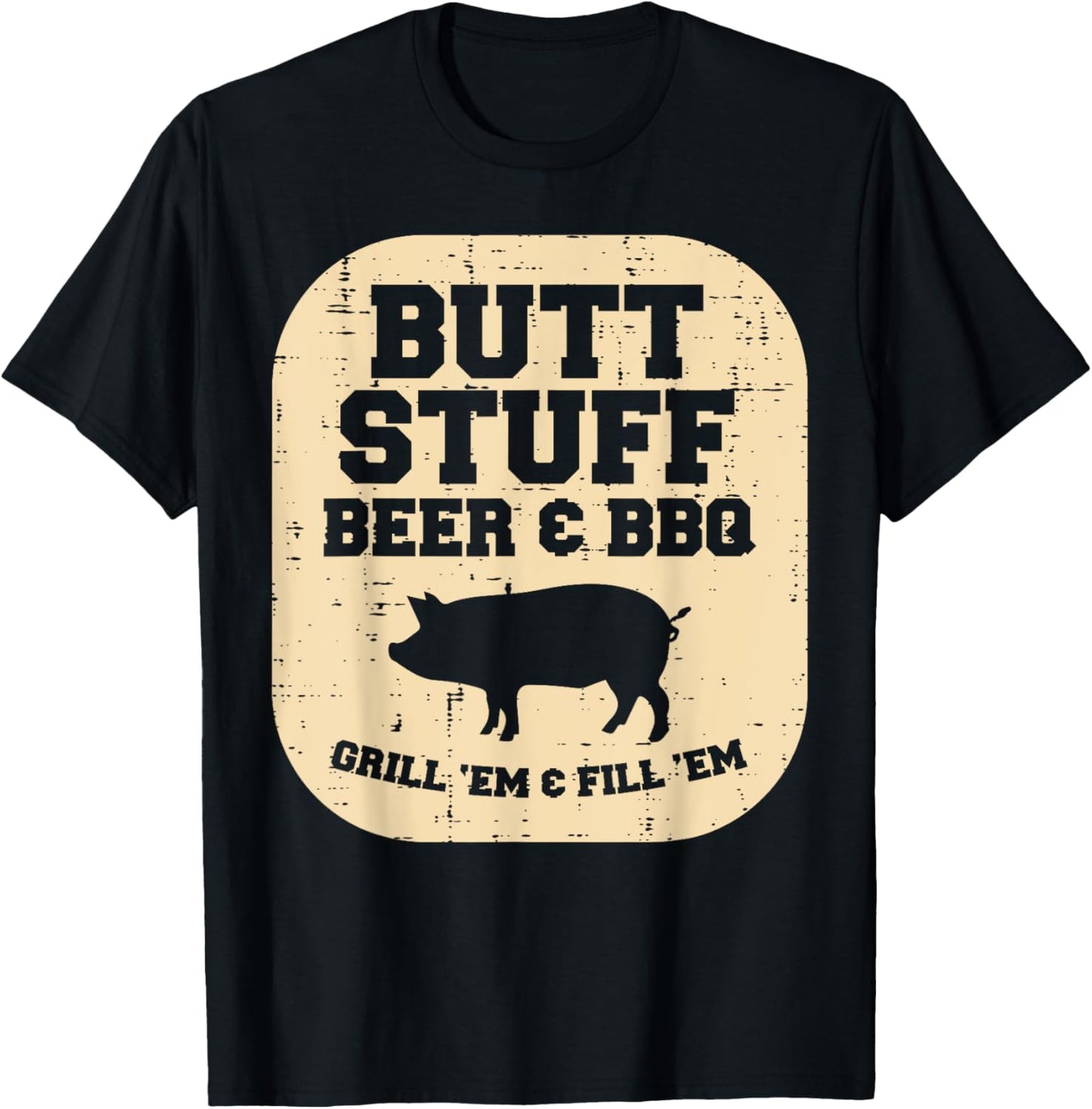 Pork Stuff Bbq Grill Em Barbecue Pig Meat Grilling Dad Men T-Shirt - T-Shirt | Black