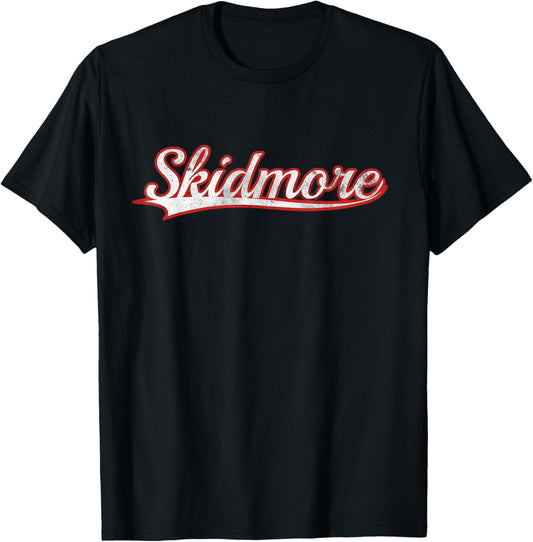 Skidmore New York Vintage Varsity Distressed Throwback T-Shirt - T-Shirt | Black