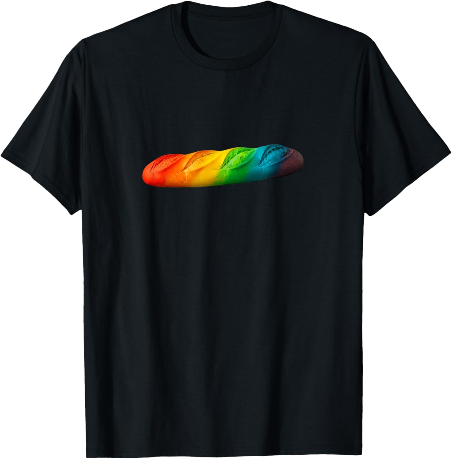 Rainbow Baguette Colorful LGBT Pride Bread T-Shirt - T-Shirt | Black