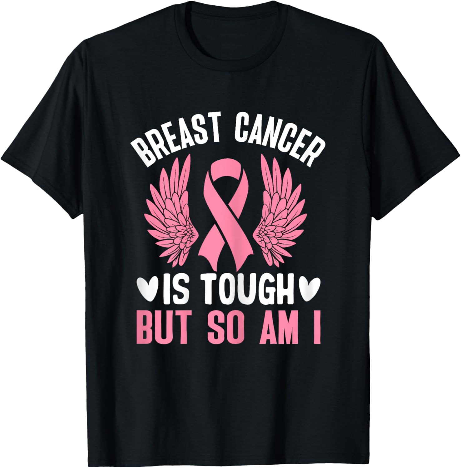 Pink Ribbon Breast Cancer Awareness Breast Cancer Survivor T-Shirt - T-Shirt | Black
