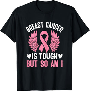 Pink Ribbon Breast Cancer Awareness Breast Cancer Survivor T-Shirt - T-Shirt | Black