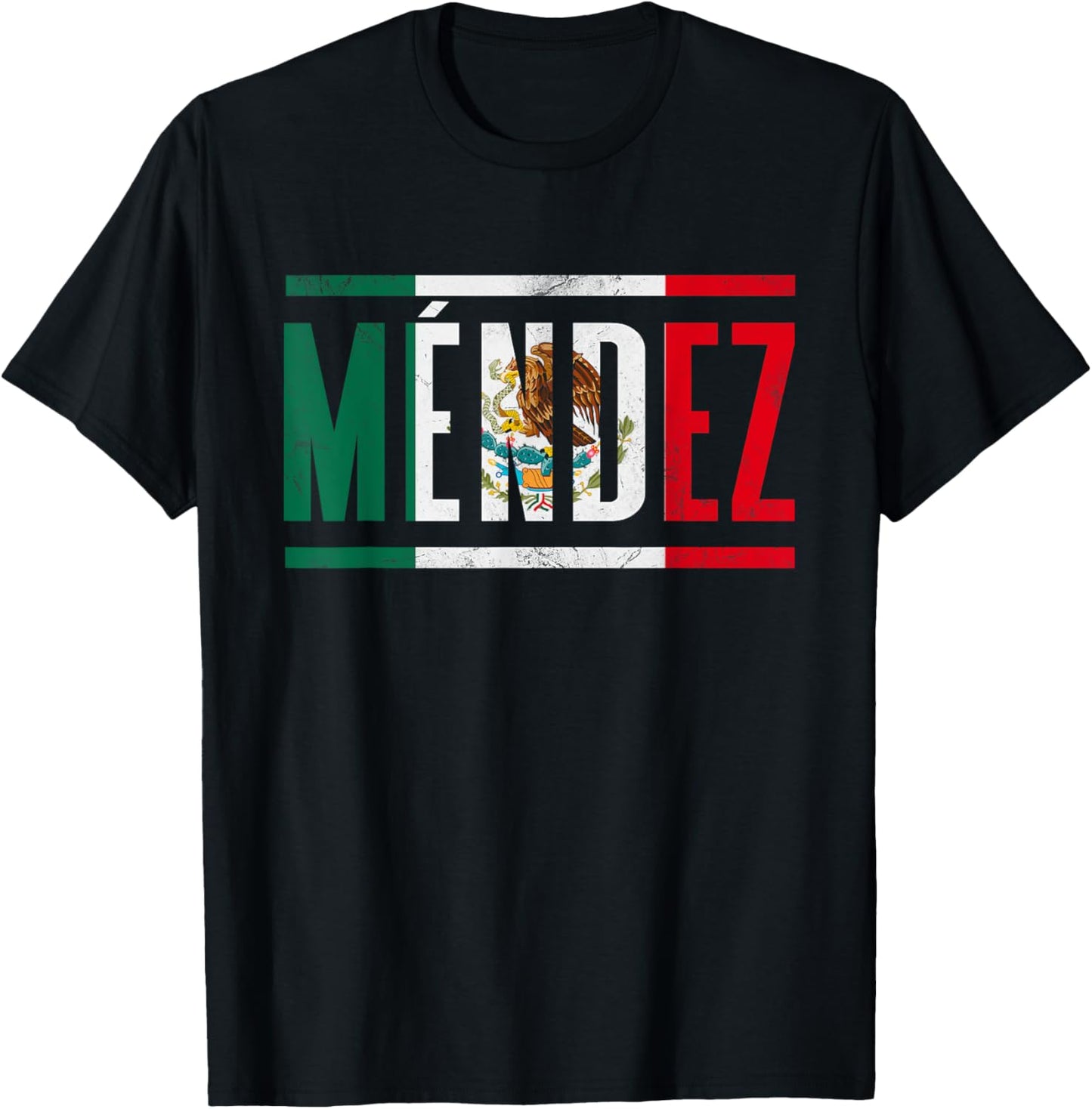 Apellido Méndez con bandera de México T-Shirt - T-Shirt | Black