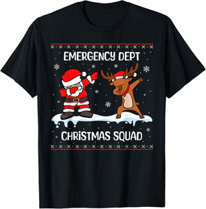 Emergency Christmas Squad Dabbing Santa Reindeer ER Nurse T-Shirt - T-Shirt | Black