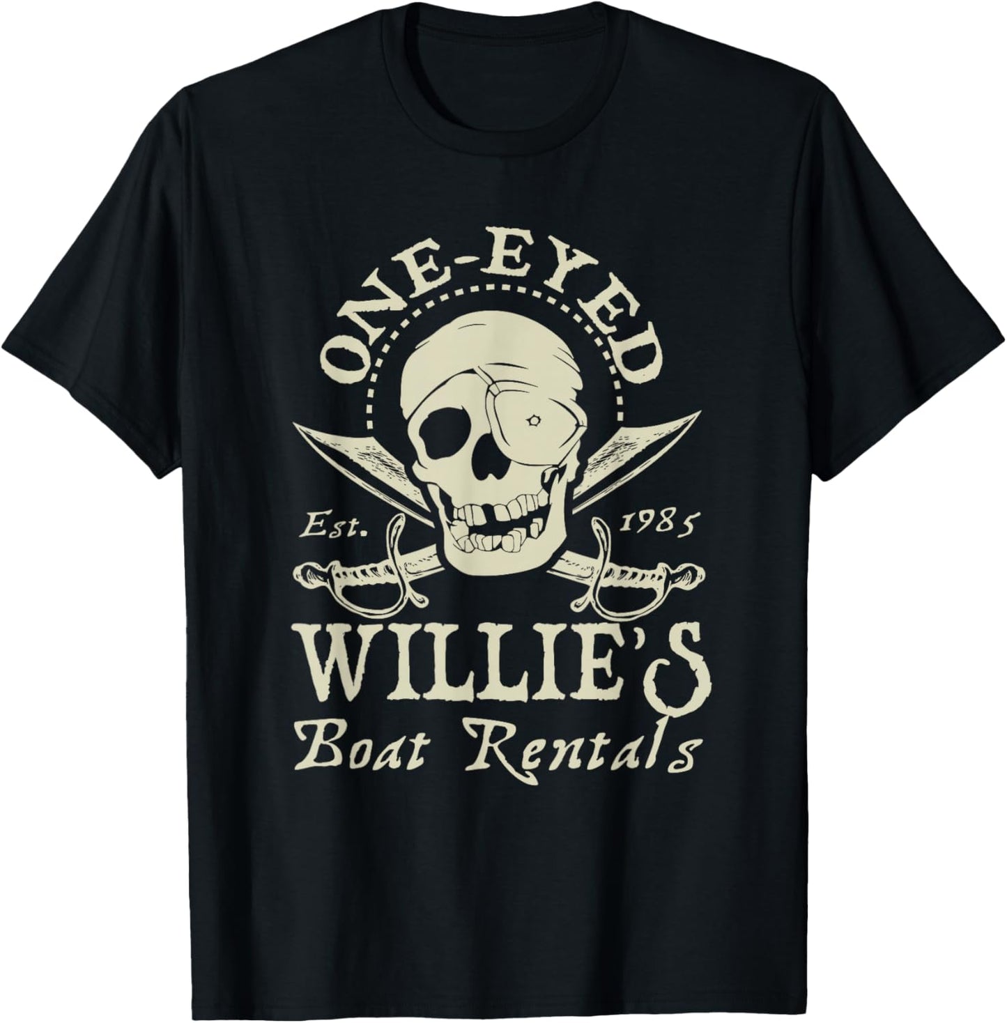 One-Eyed Willie Boat Rentals He Never Says Die T-Shirt - T-Shirt | Black