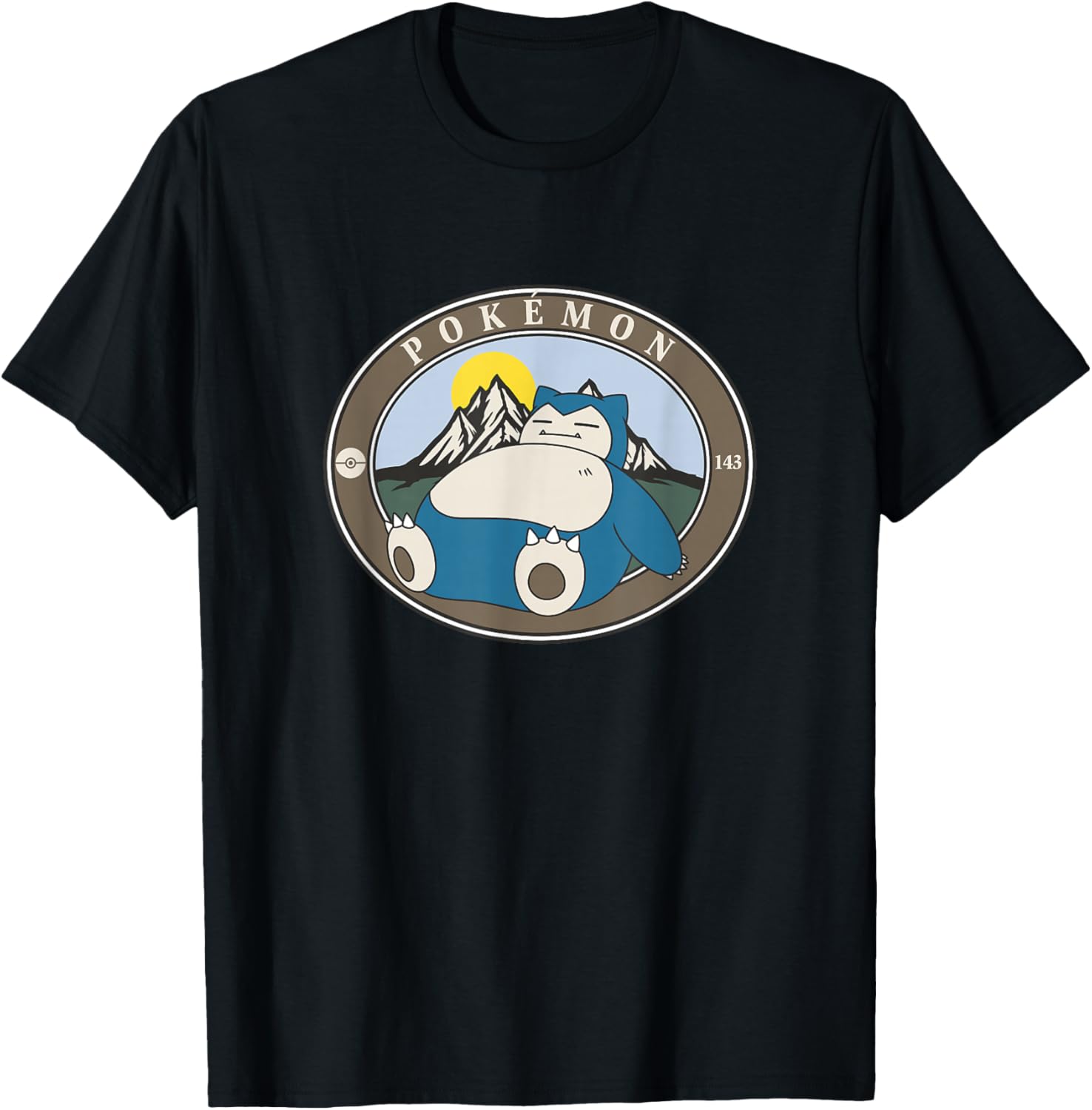 Pokémon 143 Snorlax Sleepy Outdoor Adventures Park Badge T-Shirt - T-Shirt | Black