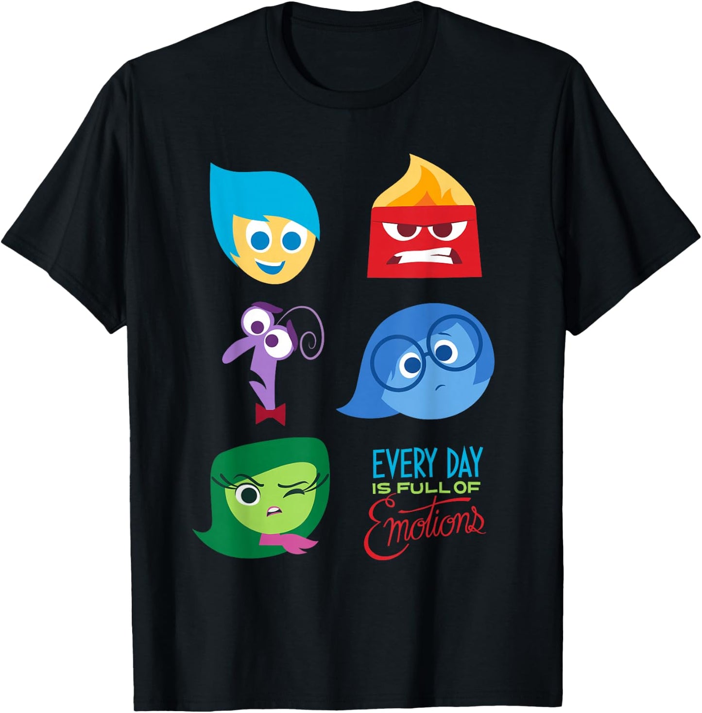 Disney Pixar Inside Out Full of Emotions Character T-Shirt - T-Shirt | Black