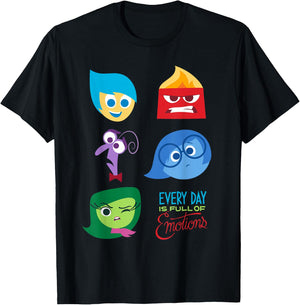 Disney Pixar Inside Out Full of Emotions Character T-Shirt - T-Shirt | Black