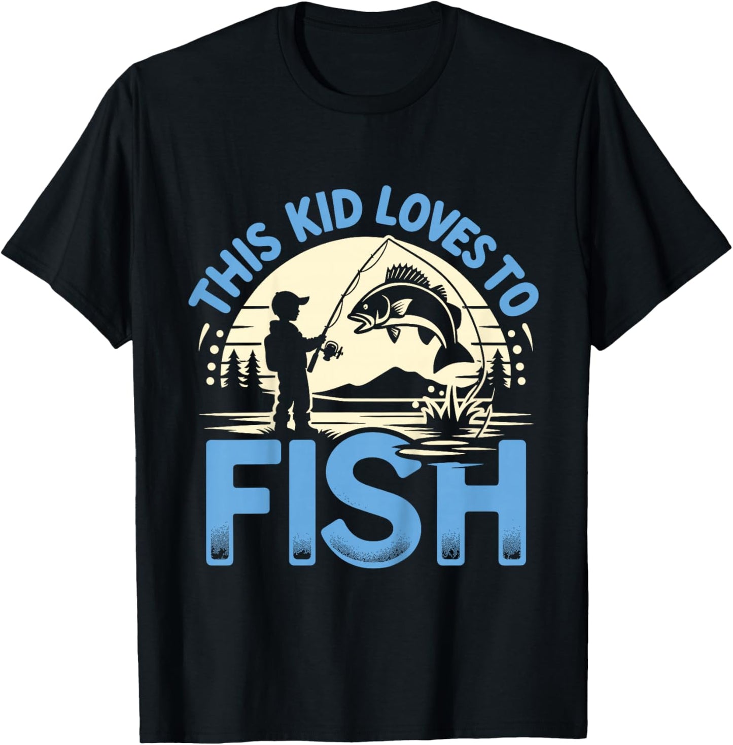 Funny This Kid Loves To Fish Fishing T-Shirt - T-Shirt | Black