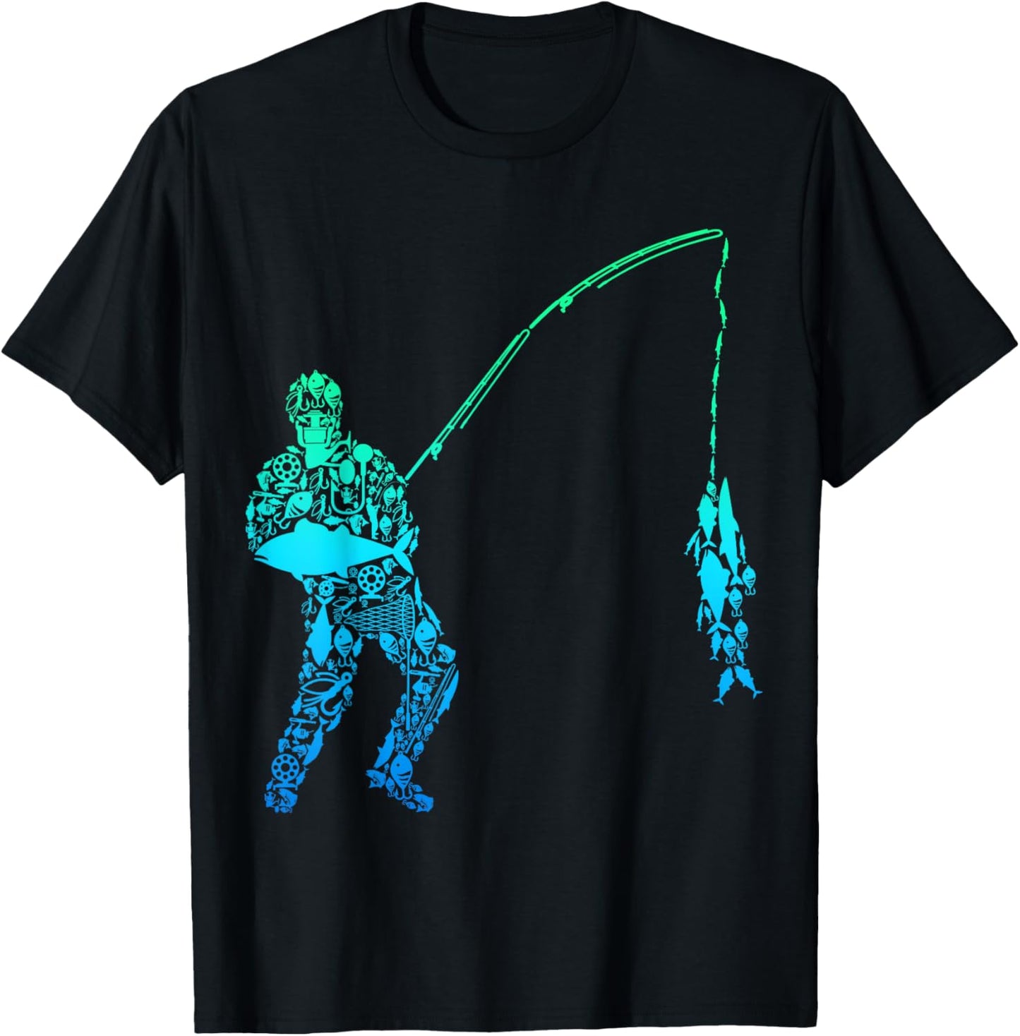 Cool Fisherman Apparel & Gift Ideas Fishing Fish Men Boys Black Small T-Shirt - T-Shirt | Black