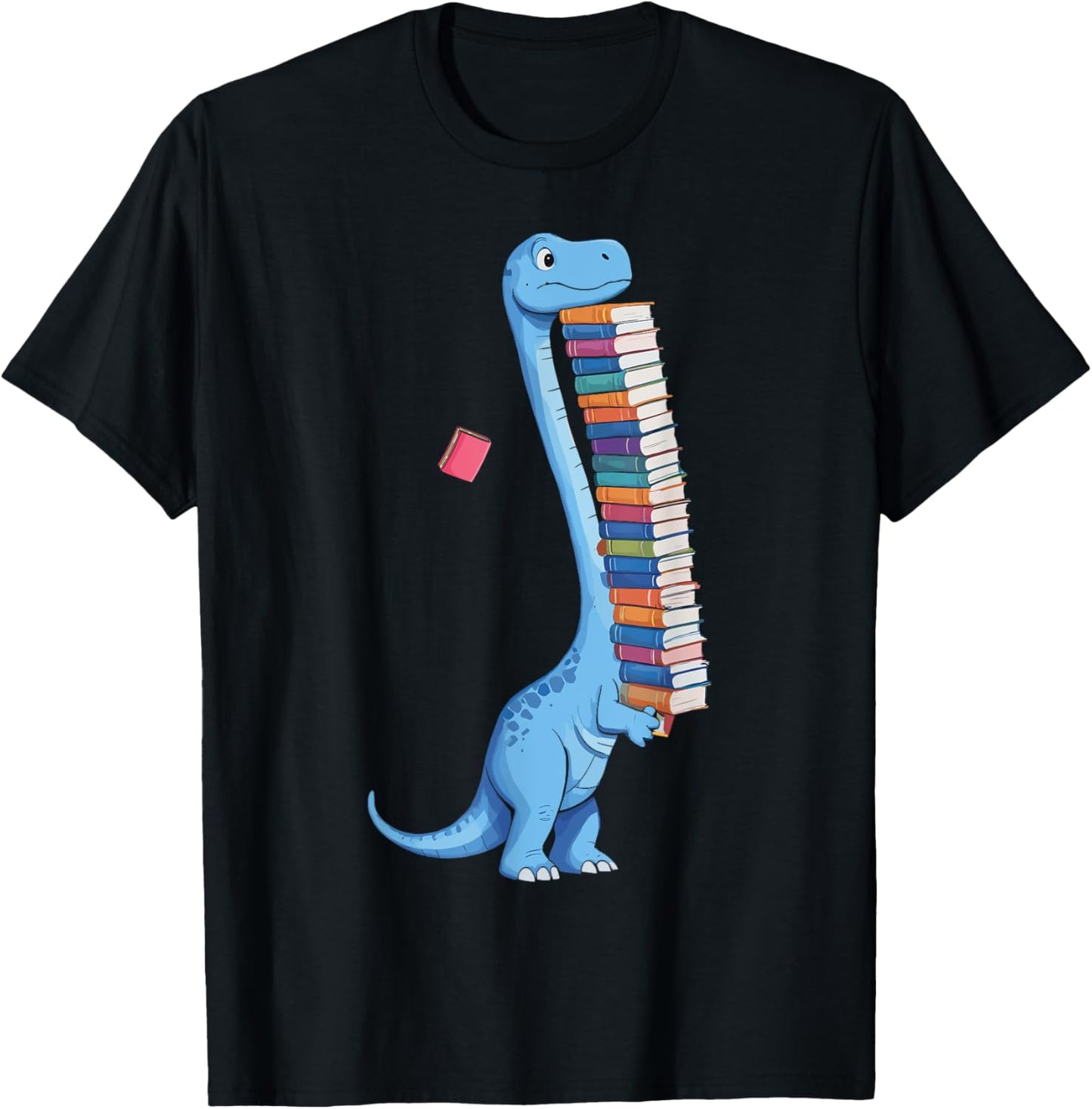 Book Carrying Dinosaur Reading Dino T-Shirt - T-Shirt | Black