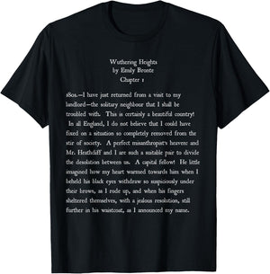 Emily Bronte Wuthering Heights Vintage Text Gift T-Shirt - T-Shirt | Black